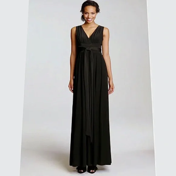 maxi elegant black formal dress TAFFETA SILK LINED MAXI DRESS IN BLACK | CULT MIA main image 0
